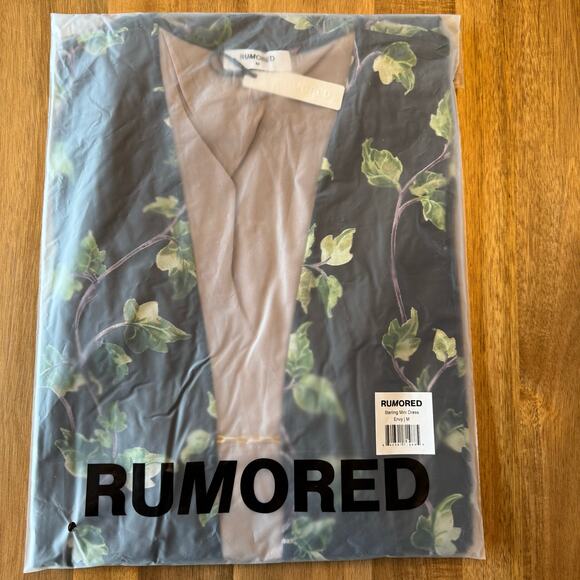 NWT Rumored Sterling Mini Dress Green Ivy Leaf Print Size Medium - Picture 3 of 6